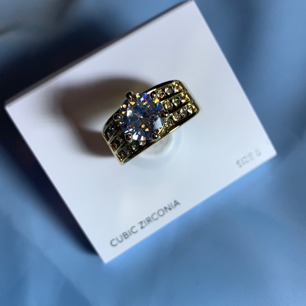 Crystal triple-Row ring size 8